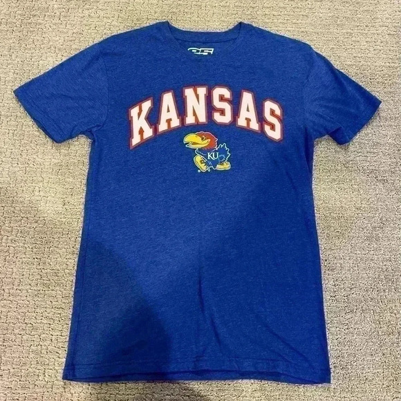 Kansas Jayhawks t shirt brand E5 size Small color Blue - Picture 1 of 4
